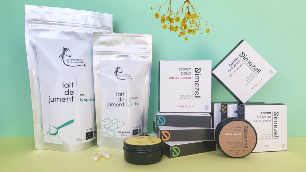 Lait de Jument bio - Cosmétiques Dimezell au lait de jument Lait de Jument bio - Cosmétiques Dimezell au lait de jument - La Jumenterie de Cornouaille