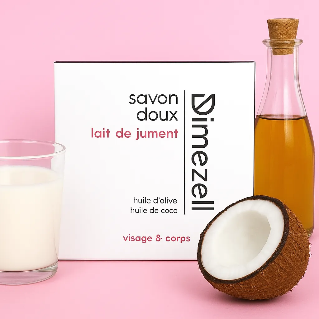 Savon artisanal au lait de jument bio pour peaux sensible, eczéma, psoriasis Dimezell