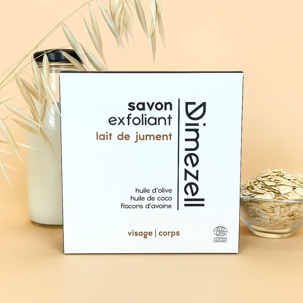 Savon artisanal bio exfoliant au lait de jument Dimezell