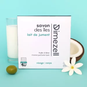 Savon artisanal bio au lait de jument et au Monoï Dimezell